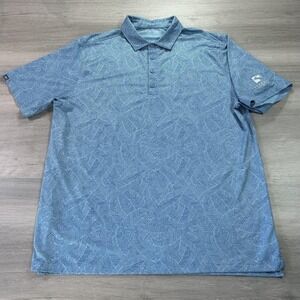 Matte Grey Polo Shirt Mens XL Blue Performance Stretch Golf Geometric Serrano CC